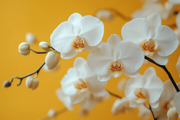 Poster - ai generated minimalistic image of white flowers blossom