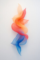 Poster - A streamlined art piece of elongated, glass-like swirls in red and blue, seamlessly blending at