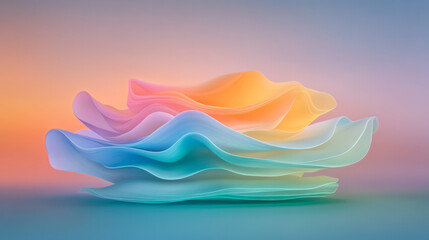 Poster - A surreal organic blob with rippling edges suspended before a luminous gradient background,
