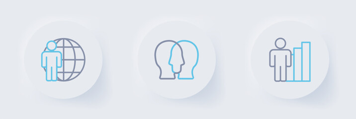 Poster - set line productive human, project team base and head hunting icon. vector
