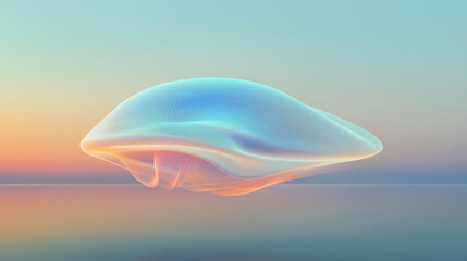 Poster - A surreal organic blob with rippling edges suspended before a luminous gradient background,