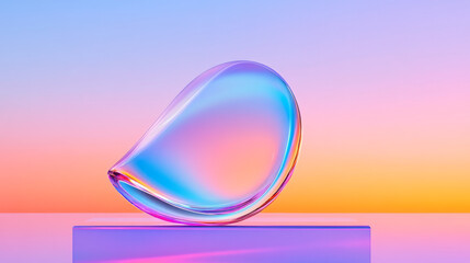 Poster - A vibrant, silky object hovering mid-frame, set against a gradient that morphs from cool blues to