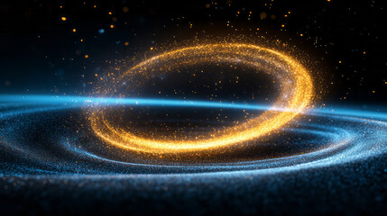 Poster - A dynamic moment where bright energy ascends from a textured surface, encircled by glittering,