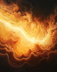 Poster - A fiery blast of luminous force bursting through undulating ripples, wisps of gold dancing in its