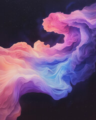Poster - A swirling stream of bioluminescent purple and cerulean flares, painting fluid arcs against a