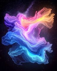 Poster - A swirling stream of bioluminescent purple and cerulean flares, painting fluid arcs against a