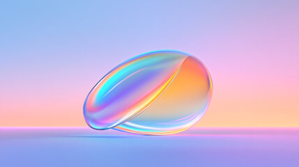 Poster - A vibrant, silky object hovering mid-frame, set against a gradient that morphs from cool blues to