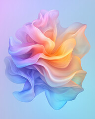 Poster - A dreamy, abstract form gently hovering in midair, featuring silky, wavy textures against a soft