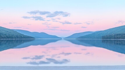 Wall Mural - dreamy bay seascape at sunset with soft pastel reflections on calm water surface