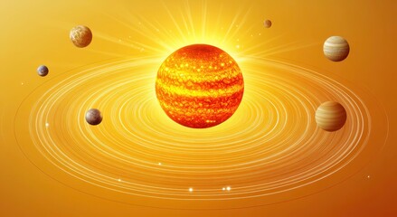 Wall Mural - Planetary alignment event featuring the sun and planets space digital art cosmic view astronomy concept