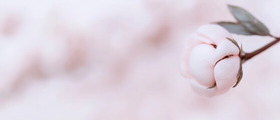 Wall Mural - Soft Pink Cotton Bloom Close Up