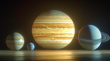 Wall Mural - Exploring the majestic gas giants of our solar system space digital art cosmic environment wide angle astronomy