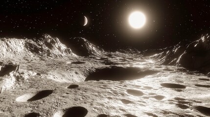 Wall Mural - Exploring lunar landscapes celestial bodies moon surface space imagery cosmic environment celestial viewpoint