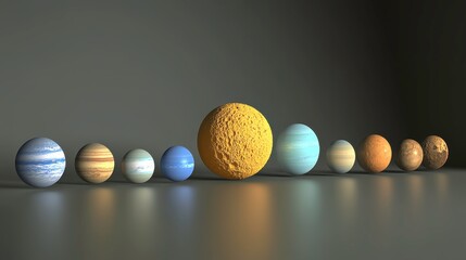 Wall Mural - Exploring the solar system planetary models space 3d render science front view cosmic diversity