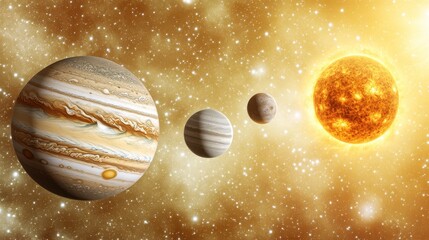 Wall Mural - Exploring the dance of celestial bodies in our solar system cosmic infinity digital art stellar environment panoramic view
