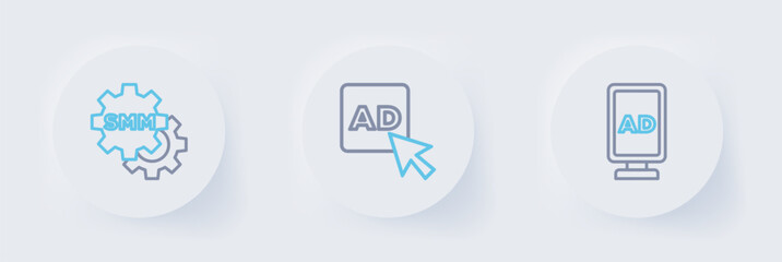 Poster - set line advertising, and social media marketing icon. vector