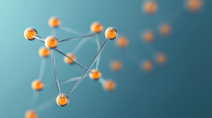 Leinwandbilder - A concept image of an atom with smooth, glass-like electron paths, each dotted by glowing spheres