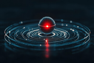 Leinwandbilder - A captivating 3D illustration of a futuristic atom, each transparent ring reflecting the vivid glow