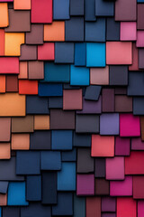 Poster - A refined photographic setup where heaps of broken makeup in bold blues, reds, pinks, and gold are