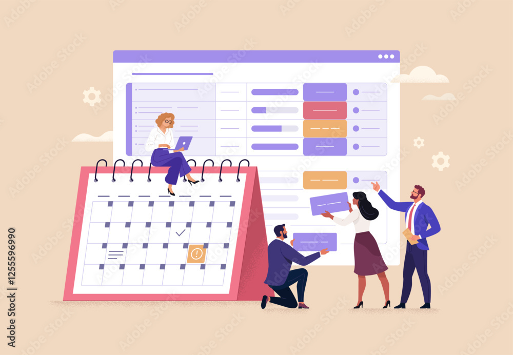 Business Task Management Concept. Vector cartoon illustration of a ...