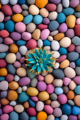 Poster - A vibrant, jewel-toned cactus with metallic gold spikes emerging from a neat array of rounded