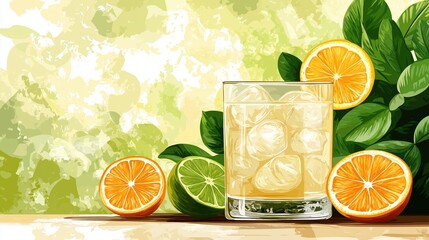 Minimalist illustration of a Mexican cocktail with citrus