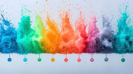 Wall Mural - Vibrant Rainbow Color Splash Explosion on White Background