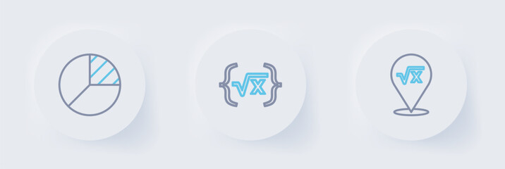 Poster - set line square root of x glyph, and pie chart infographic icon. vector
