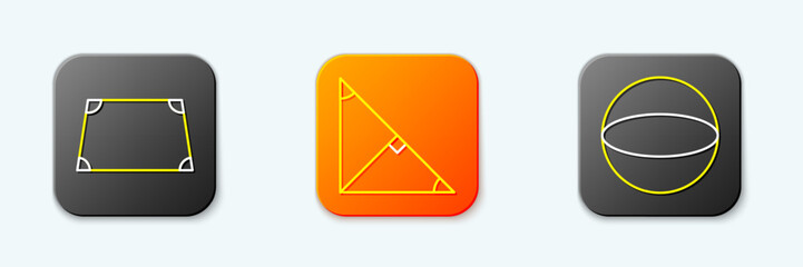 Poster - Set line Acute trapezoid shape, Angle bisector of triangle and Geometric figure Sphere icon. Vector