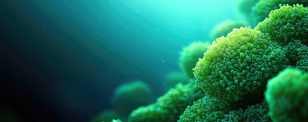 Poster - Marine life microscopic idea. Vibrant underwater coral life showcasing diverse textures and colors.
