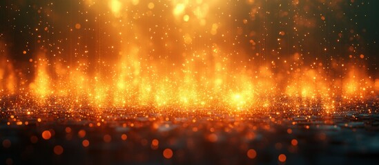 Poster - Sparkling Flames and Glowing Particles in a Dark Background