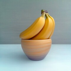 Wall Mural - Yellow Bananas in a Textured Ceramic Bowl