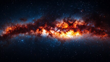 Aufkleber - Fiery cosmic nebula, space background, galaxy, stars, interstellar dust,  astronomy, science