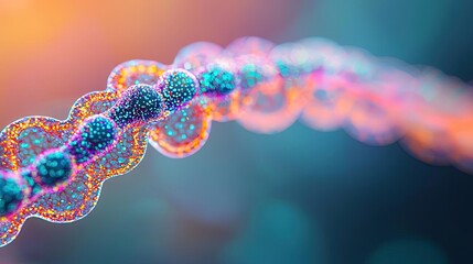 Poster - Marine life microscopic idea. Colorful abstract representation of molecular structures in a vivid background.