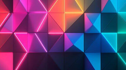 Wall Mural - abstract geometric gradient glowing texture 3d rendering, creative 3d pattern wallpaper illustration