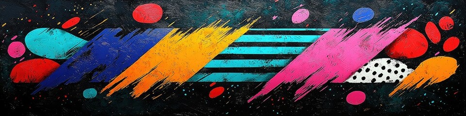 Poster - abstract colorful painting with bold brushstrokes and shapes