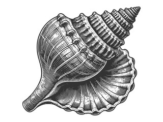 Wall Mural - seashell engraving sketch raster illustration
