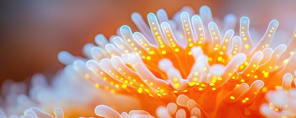 Aufkleber - Microscopic ocean life idea. Vibrant close-up of coral polyps showcasing intricate details and vivid colors.