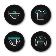 Wall Mural - Set line Sweater, Men underpants, T-shirt and icon. Vector