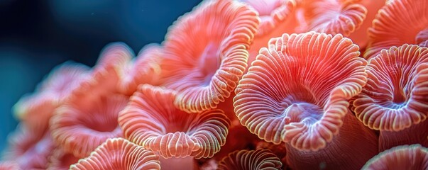 Poster - Coral reefs microscopic concept. Vibrant coral reefs create a stunning underwater habitat for marine life.