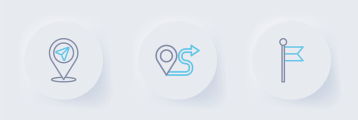 Poster - Set line Location marker, Route location and icon. Vector
