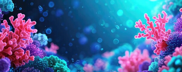 Aufkleber - Marine life microscopic idea. Vibrant coral reef teeming with colorful marine life and crystal-clear waters.