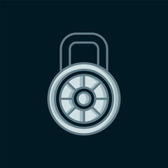 Poster - line safe combination lock icon isolated on black background. combination padlock. security, safety,