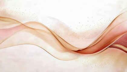 Poster - abstract flowing peach wave texture with soft gradient and dotted particles, perfect for modern background or wall art

