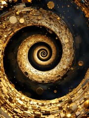 Poster - A mesmerizing, spiraling staircase descends into darkness, illuminated by a single light at the bottom, creating a sense of depth and mystery