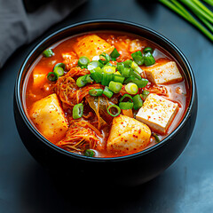 Poster -  delicious korean kimchi stew on the table