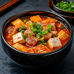 Poster -  delicious korean kimchi stew on the table