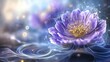 © Amornrat - A beautiful purple lotus flower floating on water, surrounded by glowing bokeh lights. Captures the essence of nature's elegance and tranquility in a serene, dreamy atmosphere.