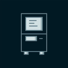 Poster - Line ATM - Automated teller machine icon isolated on black background. Flat filled outline style with shadow. Vector