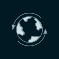 Poster - line worldwide icon isolated on black background. pin on globe. flat filled outline style with shado